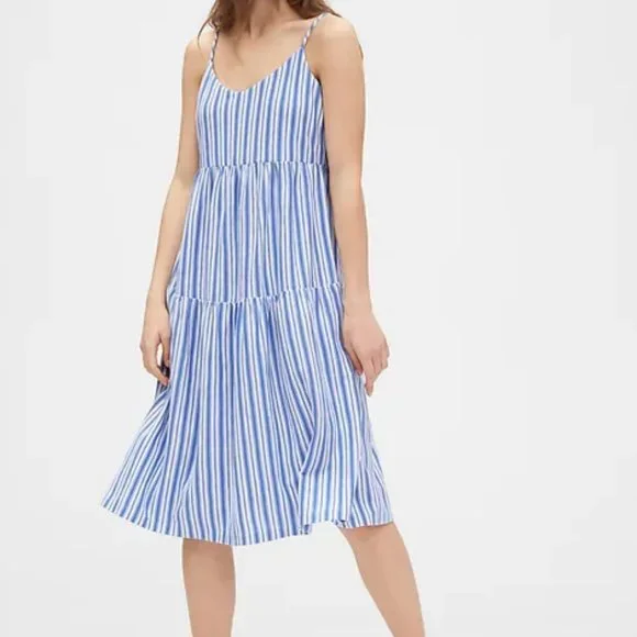 GAP | Dresses | Tiered Striped Cami Midi Dress | Poshmark